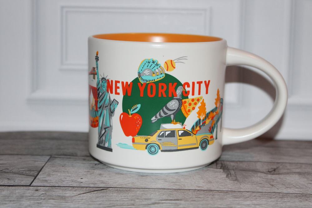 Starbucks New York City Discovery Series 14 oz Mug Orange Interior EUC 2024